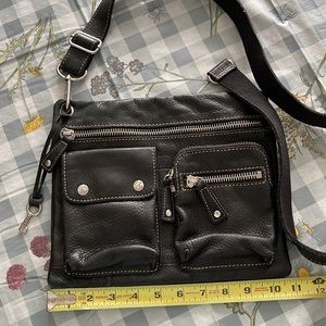Fossil vintage/leather crossbody bag with silver hardware